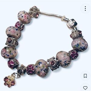 Silver and Amethyst Cloisonné Bead Bracelet